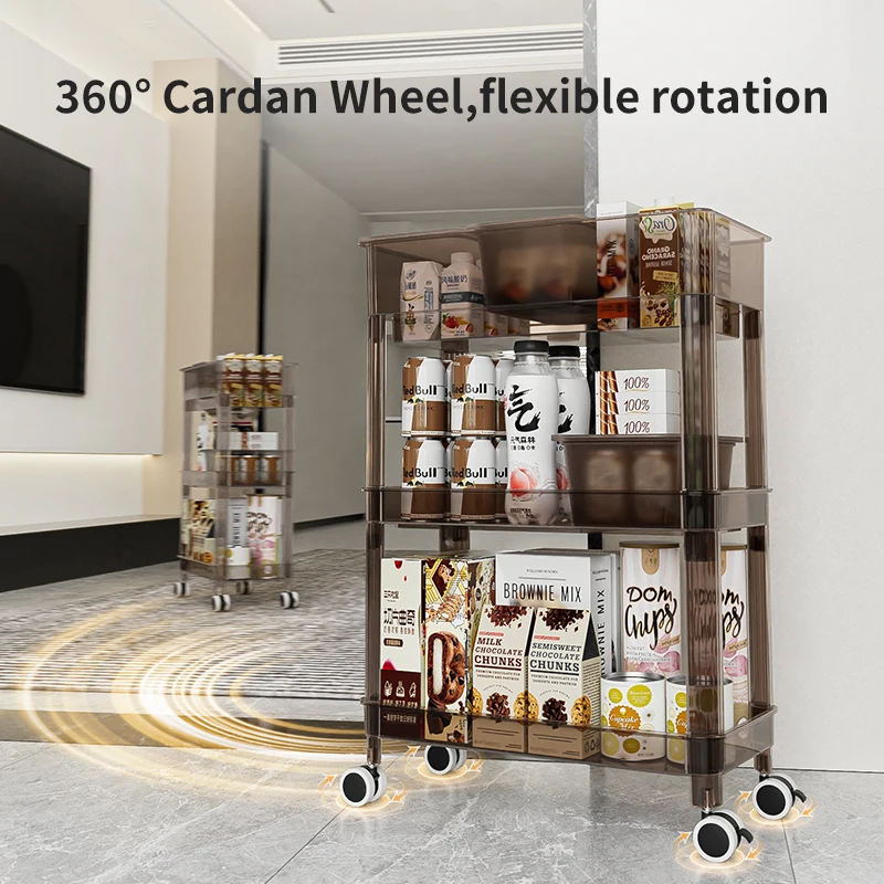 HAIXIN 3 Layer Snacks Storage Rack Kitchen Trolley Plastic 3 Tier Rolling Storage Cart Organizer Utility Trolley With Wheel