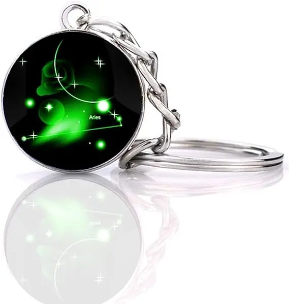 Zodiac 12 Aries glass key chains key chain glasses Zodiac 12 Constellation Creative Galaxy keychain