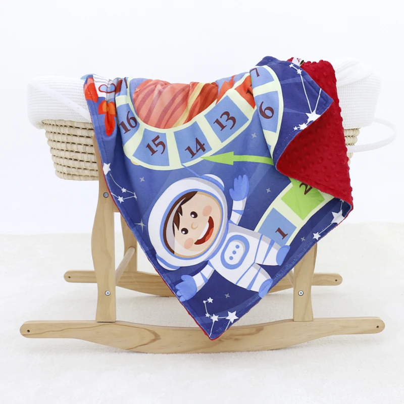 Custom Animal Print 100% Polyester Super Soft Mink Dot Kid Bedding Lightweight Minky Bubble Baby Blanket