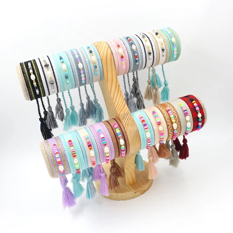 Ethnic Accessories Boho Wrist Strap Beaded Colorful Web Fringe Adjustable Charm Bracelet For Women