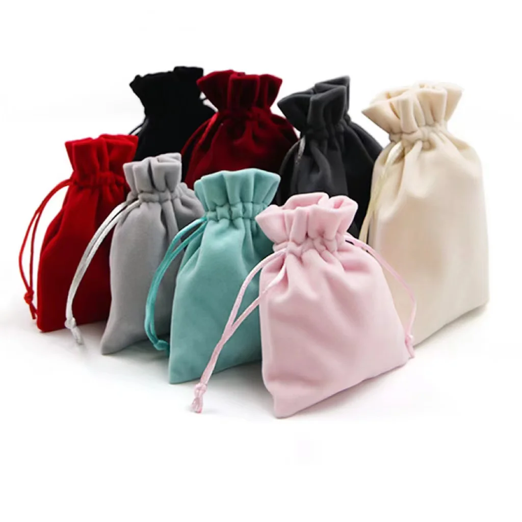 Factory Price Custom Drawstring Jewelry Pouch Packaging Velvet Jewelry Gift Bags With Logo Printing