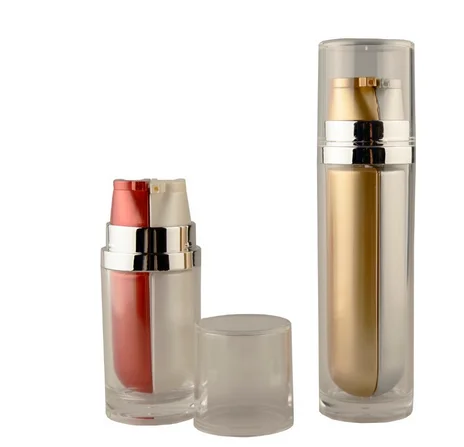 Recycled 15mlx2 30mlx2 20ml*2 plastic airless eye cream bottle dual chamber pump dispenser bottle