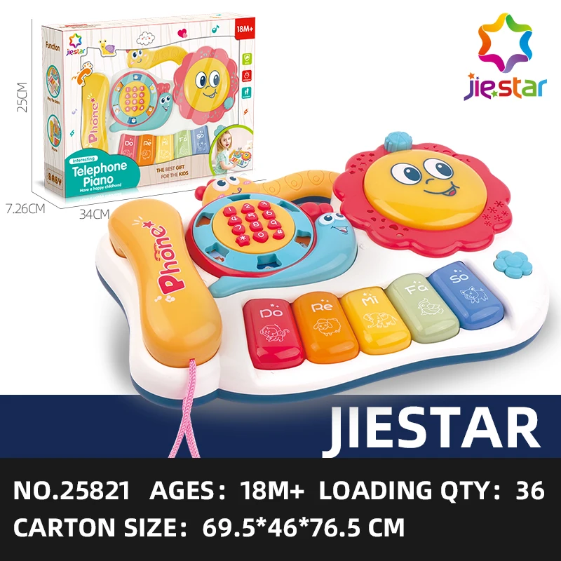 JIESTAR TOYS hot sell baby projection snail piano toy multifunction preschool learning educational kids musical  baby toy