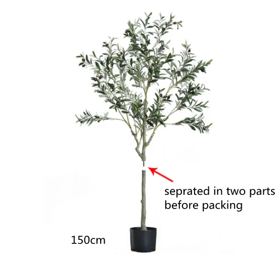 Tropical faux plastic large assembled artificial olive tree with pot topiary bonsai greenery for home decoration indoor