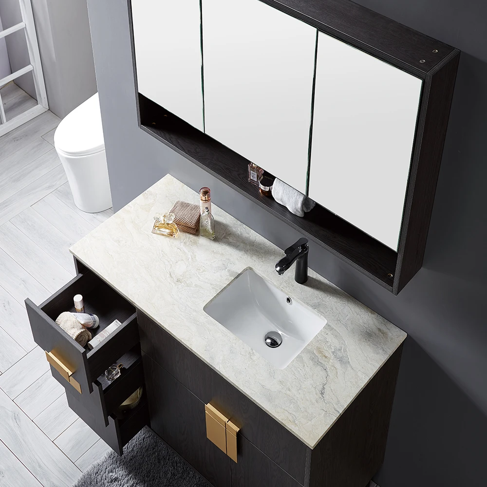 Marble Counter 48 Inches Bathroom Vanity Cabinet
