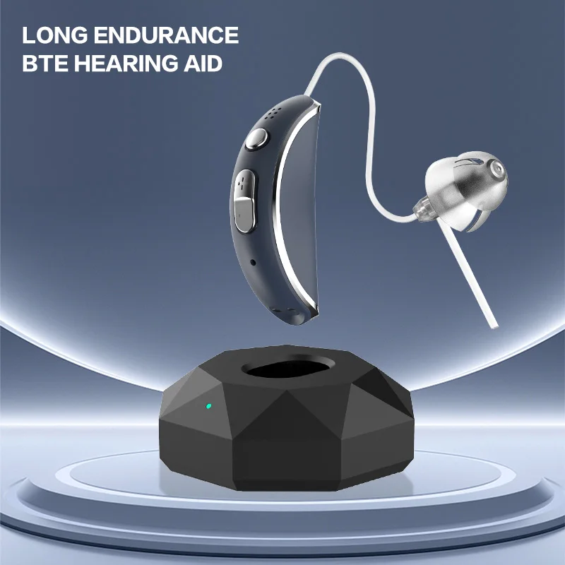 RIC Hearing Aid with Smart charging PIN charging dock BTE Digital Rechargeable Hearing aid