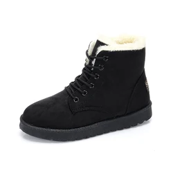 Moyo Dropshipping  Fashion Winter Cotton Shoes  Super Light Flock Leather Ladies Sports Martens Boots   Women  Fluffy Snow Boots