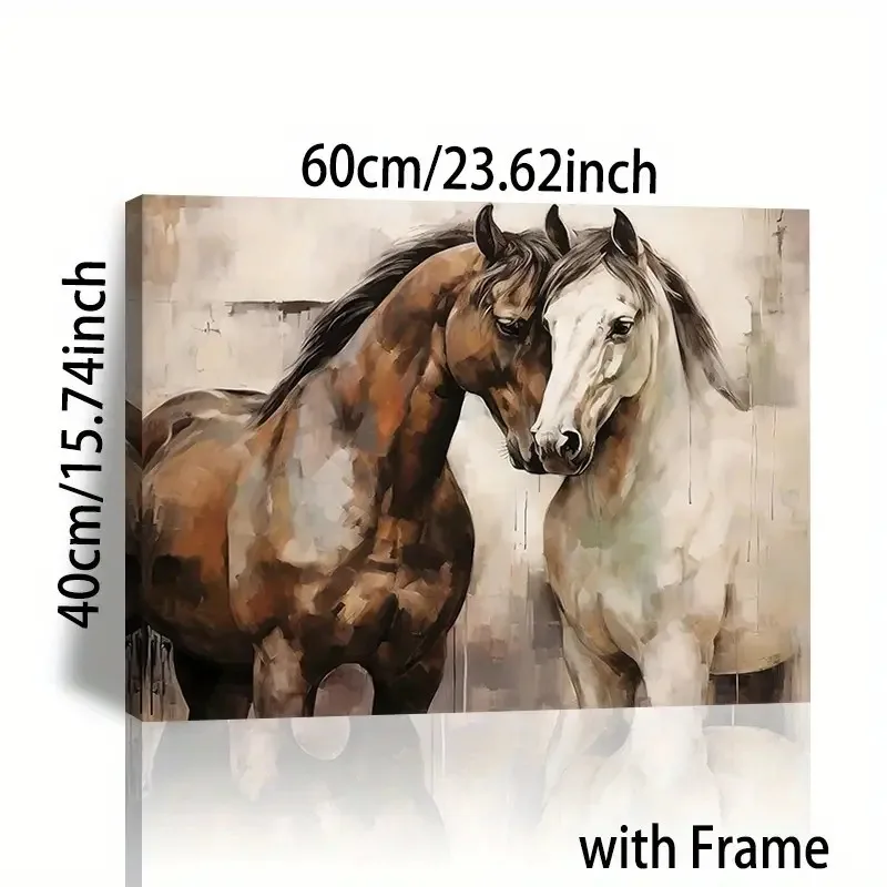 Wholesale 1pc Romantic Framed Retro Horse Canvas Wall Art  Animal Paintings Home Decor