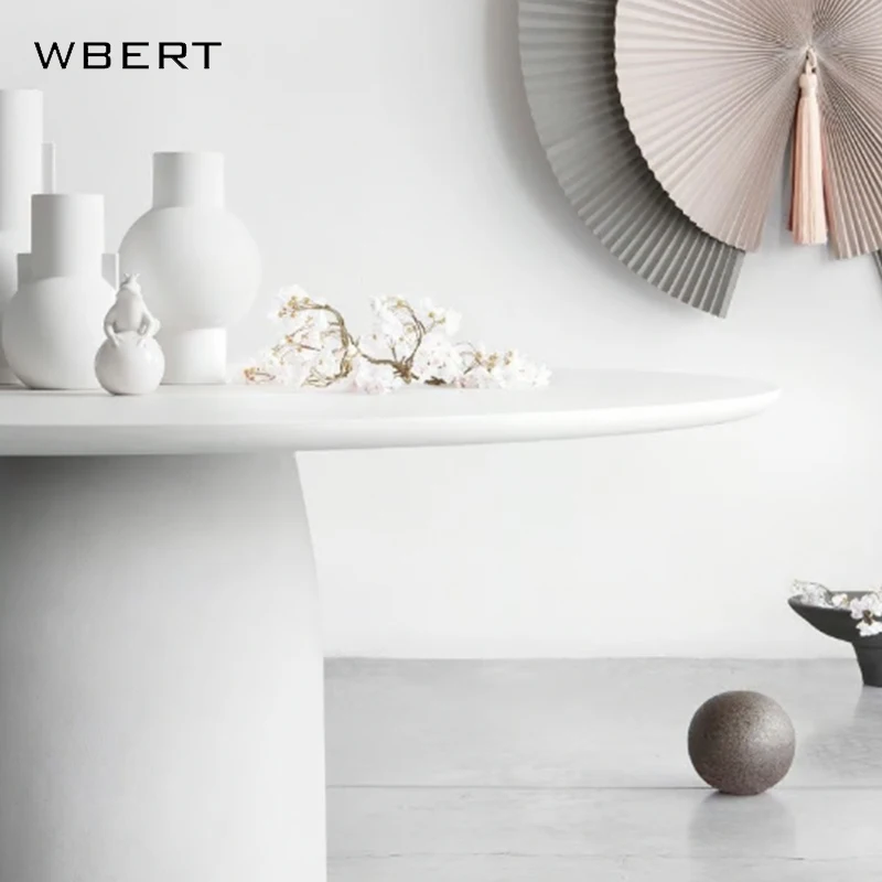 WBERT Luxury Stone Table Set Small Nordic round Marble Table for Modern Living Room Solid and Creative Dining Table