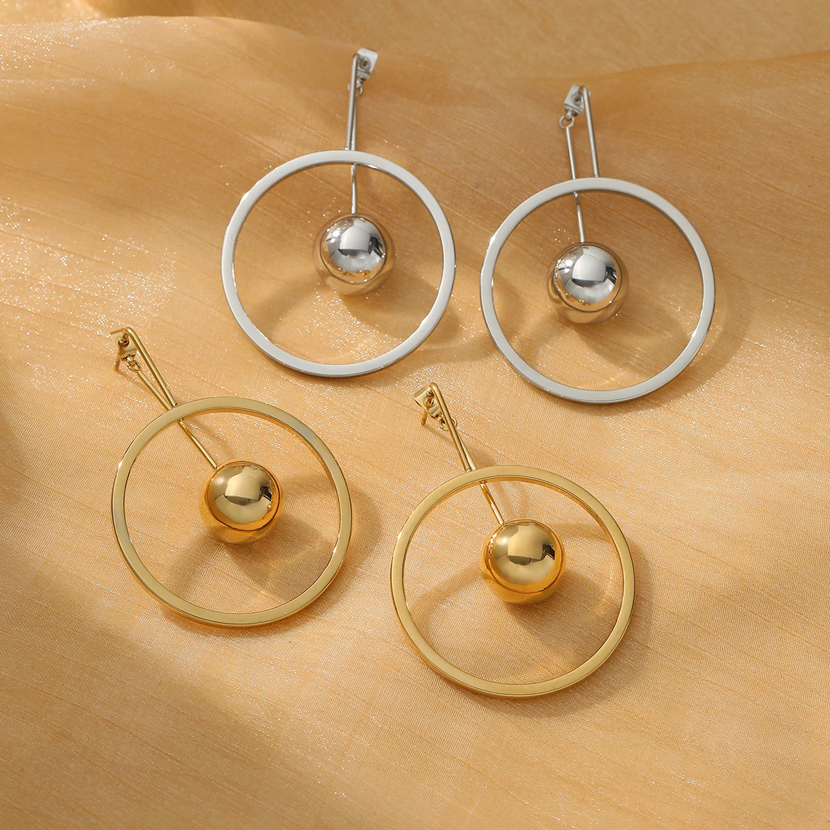 Glossy Ball Water Teardrop Dangle Stud Earrings Women Hypoallergenic Titanium Heart Shape Jewelry Stainless Steel Perfect Gift