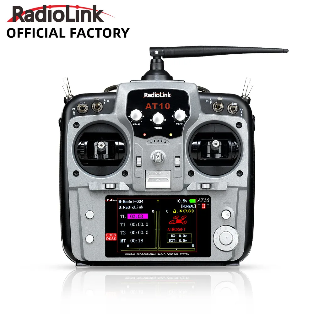 Factory Price AT10II 12 Channels RC Plane Transmitter Radio Remote Controller Voltage Return Module Battery for Drone RC Car