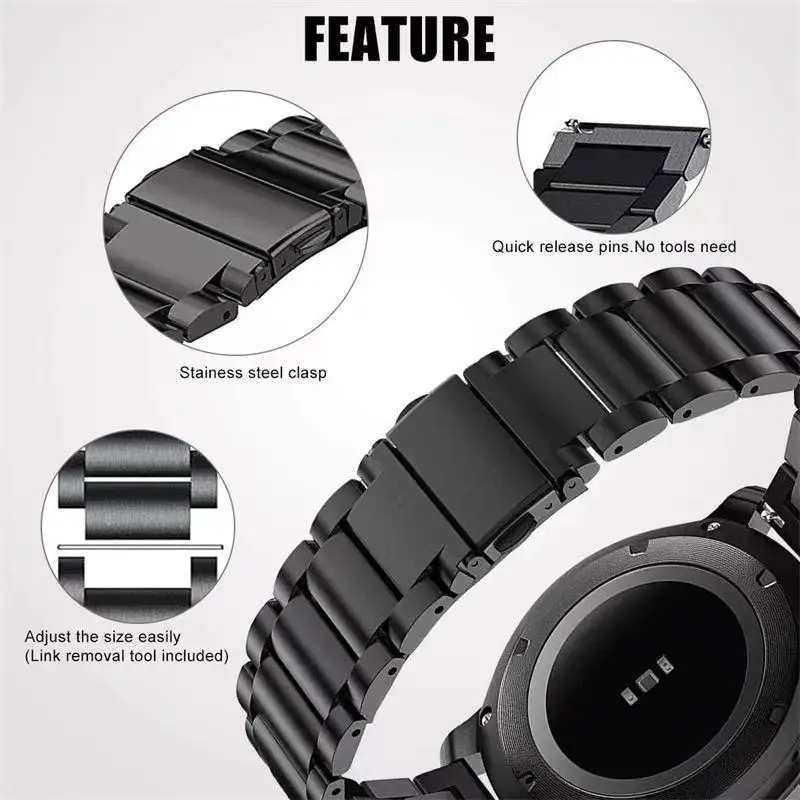 Metal Strap for Huawei Watch GT 2 3 Pro Stainless Steel Wristband for Huawei Watch 46mm 42mm for Samsung Watch 3 4 5 Strap