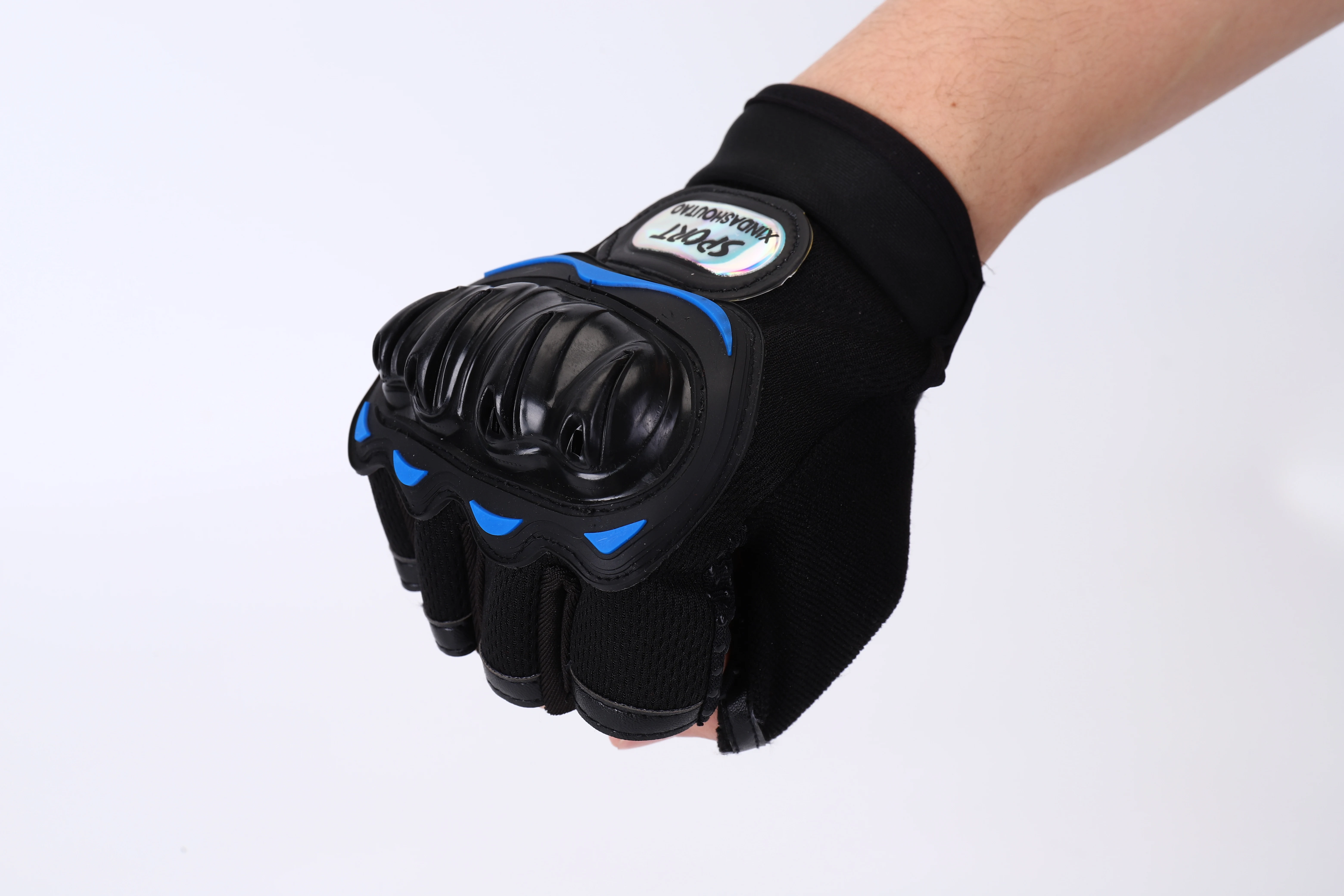Anti-collision ABS Shell Custom Logo Half Finger Mountain Bicycle Other Sports Gloves for Bike Riding Racing