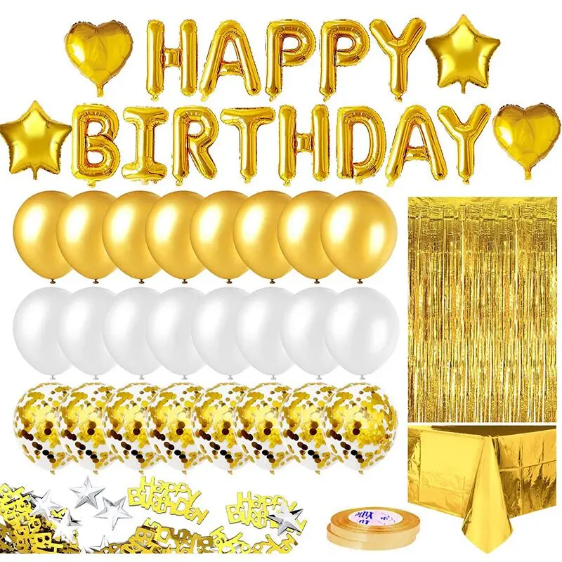 Happy Birthday Golden Balloon  Set Party Supplies Balloon Decoration Set