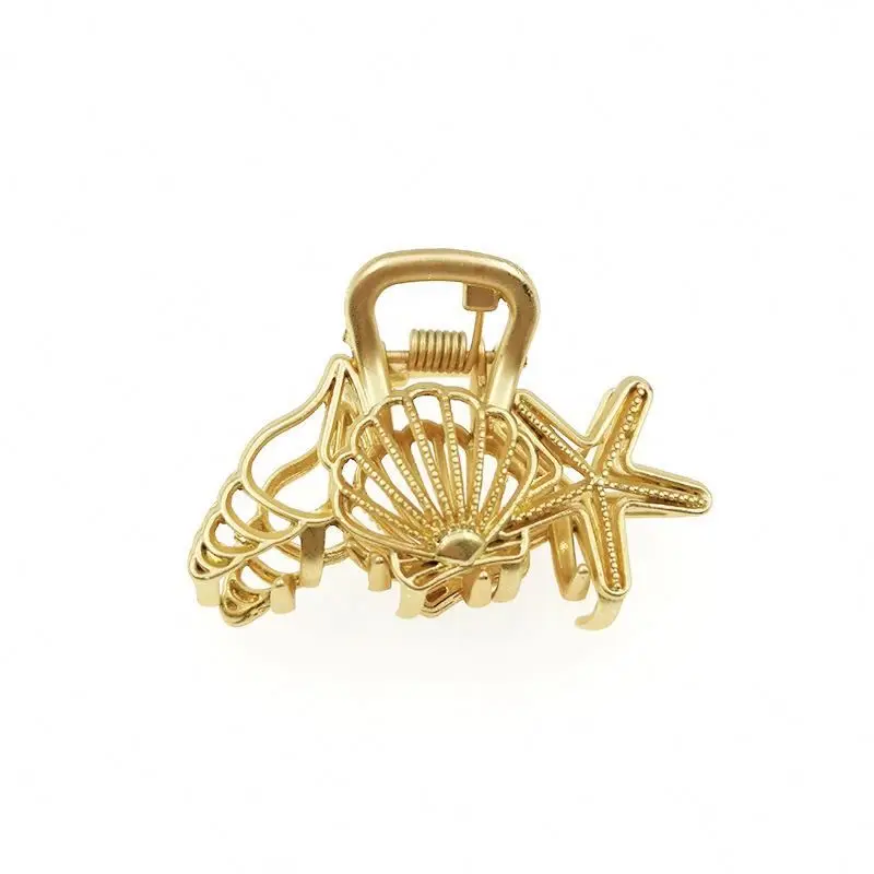 
5 cm Marine hair grab vintage metal hollowed-out starfish shell hair grab women hair accessories 