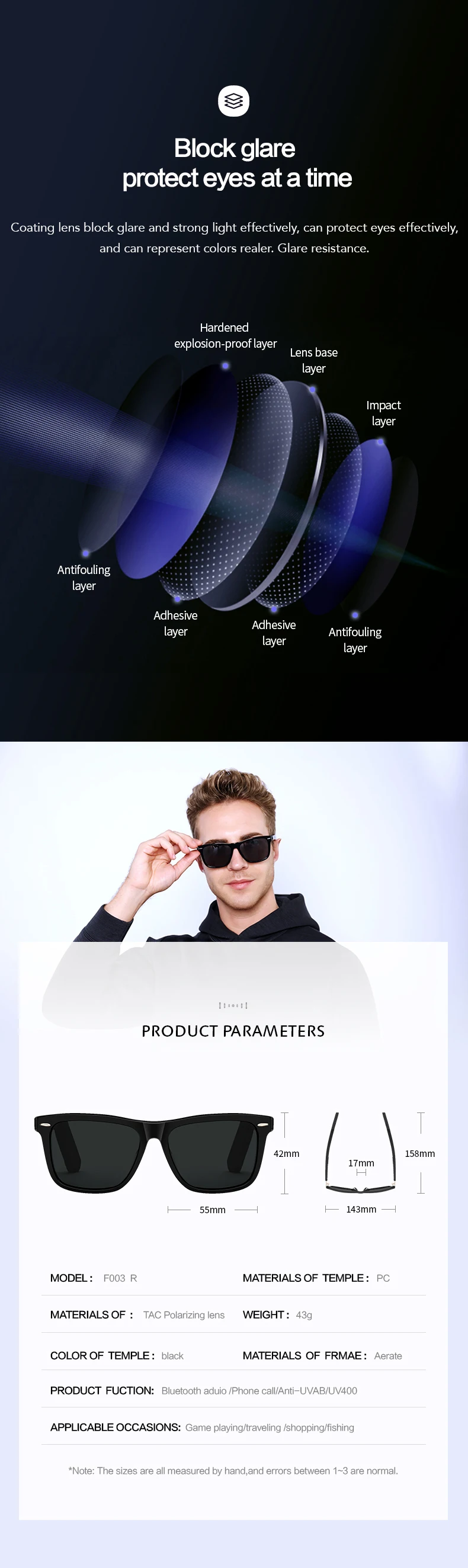 Лидер продаж 2022 многофункциональные умные очки Bluetooth подключенные к видео поляризованные солнцезащитные в реальном времени