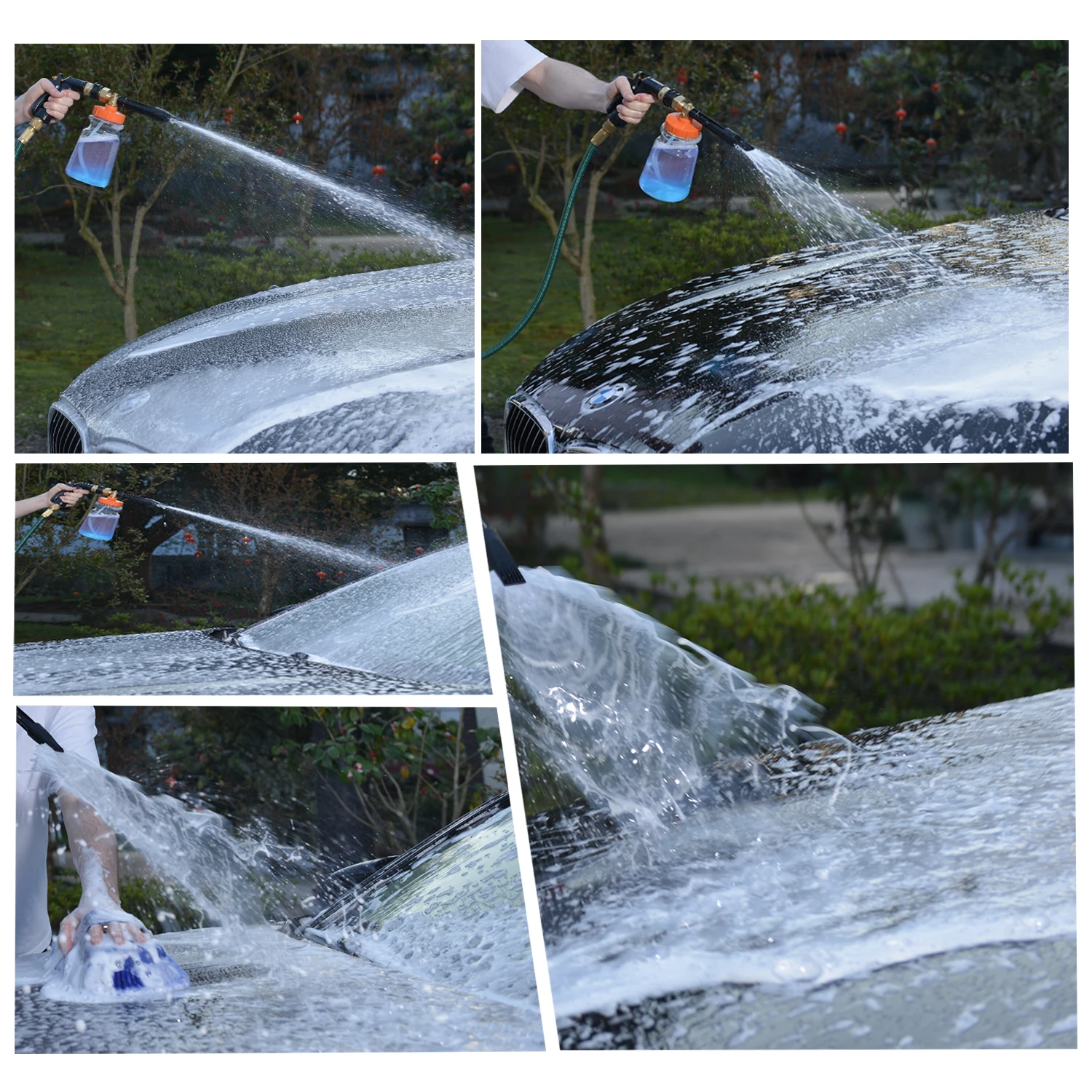 High Quality Adjustable Garden Hose Nozzle Car Foam Sprayer  Household Water Spray Gun For Car Cleaning Garden Watering