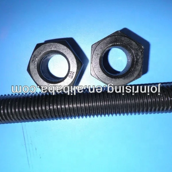 ASTM A193 B7 threaded rods with 2H hex nuts black finish high quality Made in China