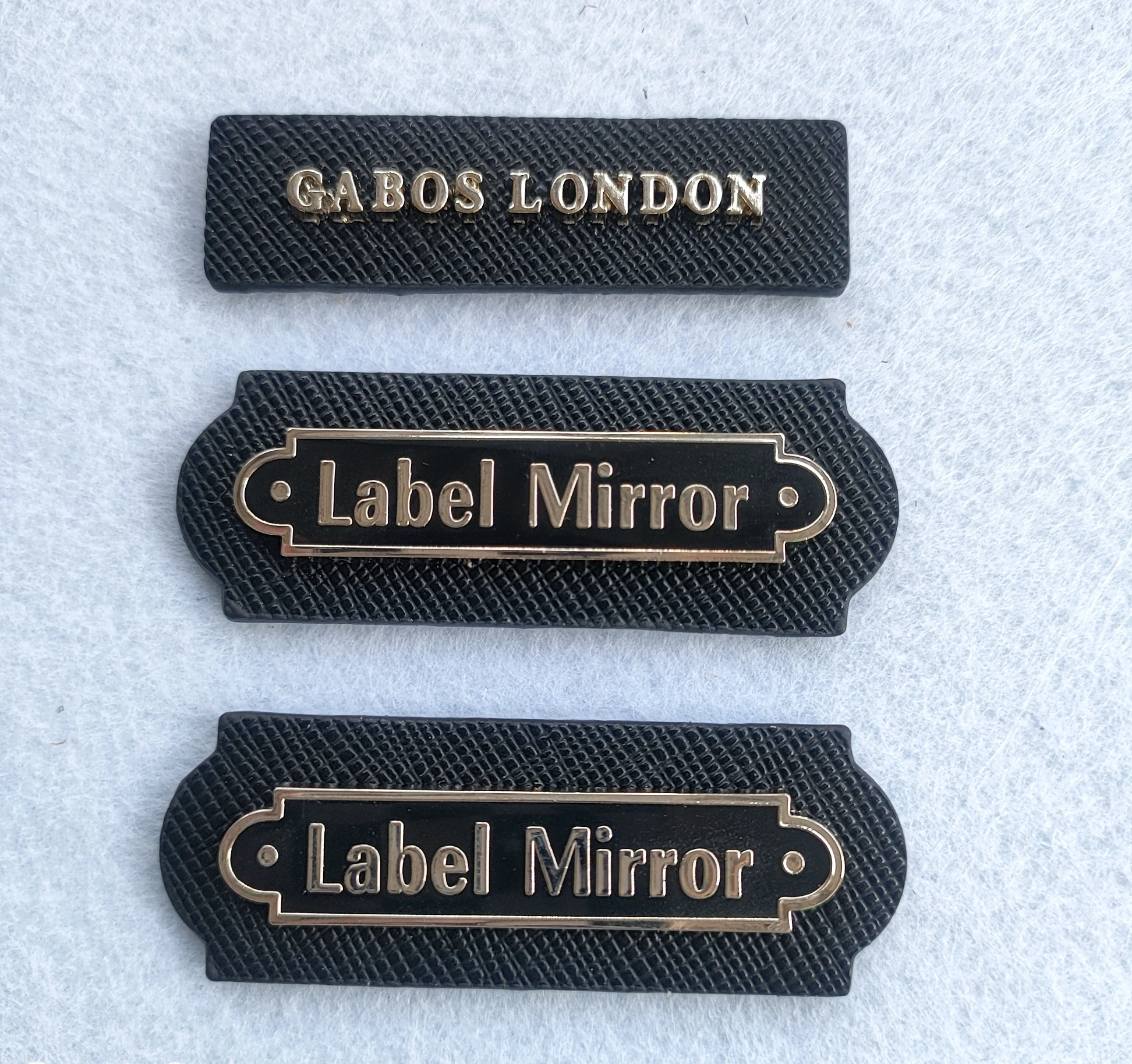 Custom Clothes Handbag Small Strip Leather Label Metal Alphabet Label Badge