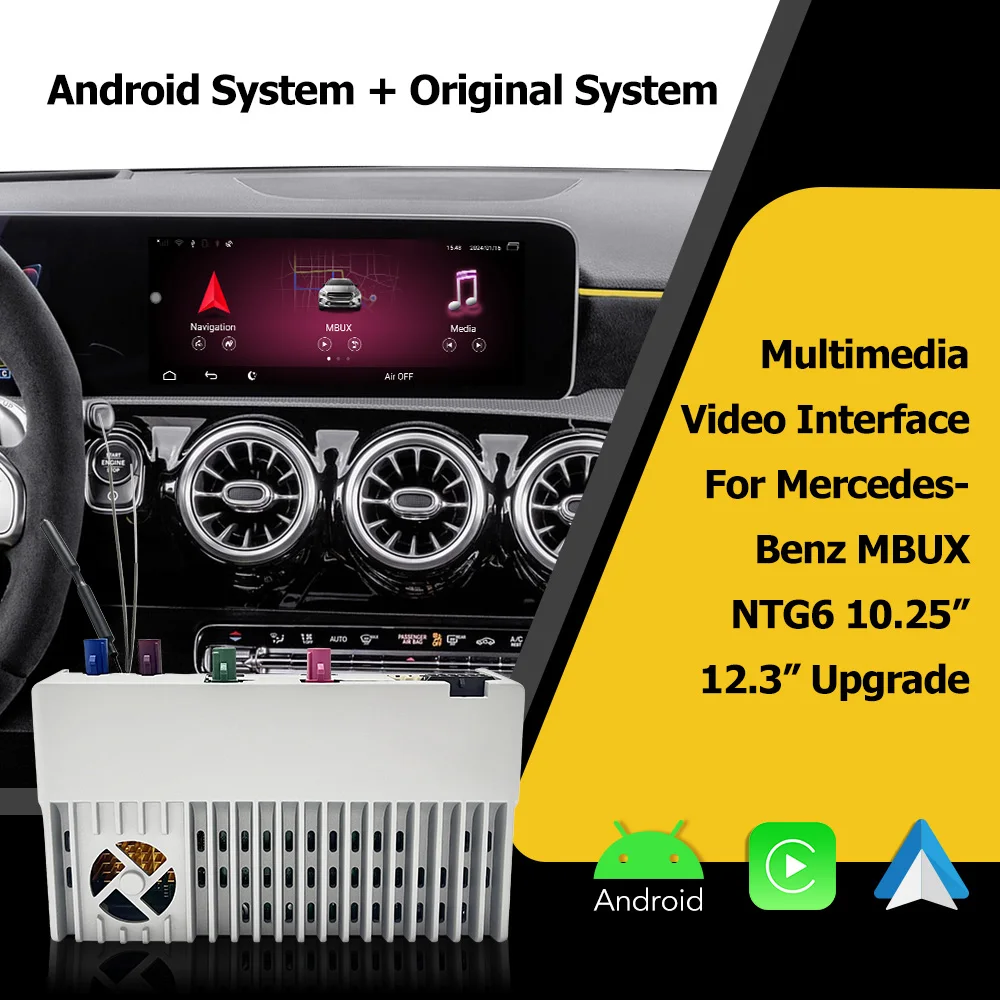 Top Quality Wireless Android Auto CarPlay Retrofit Kit 3 in 1 Android Media LVDS Box for Mercedes Benz EQB X243 MBUX Screen