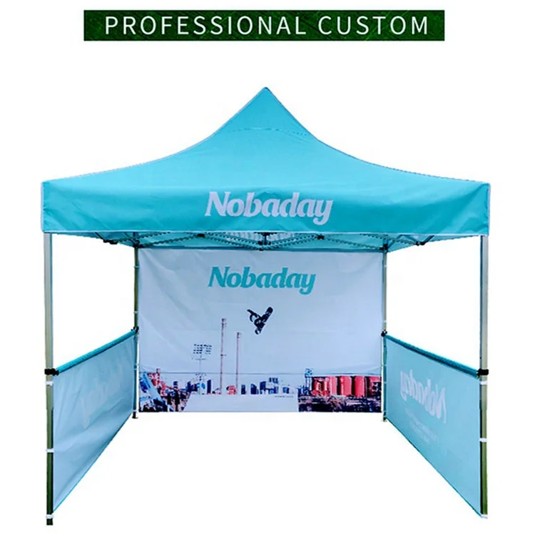 
custom print advertising promotional pop up event folding aluminium marquee gazebo canopy roof top with transparent sidewalls 