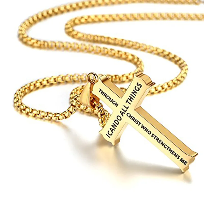 new mens fashion jewelry I CAN DO ALL THINGS PHILIPPIANS 4:13  cross pendant religion christian jewelry