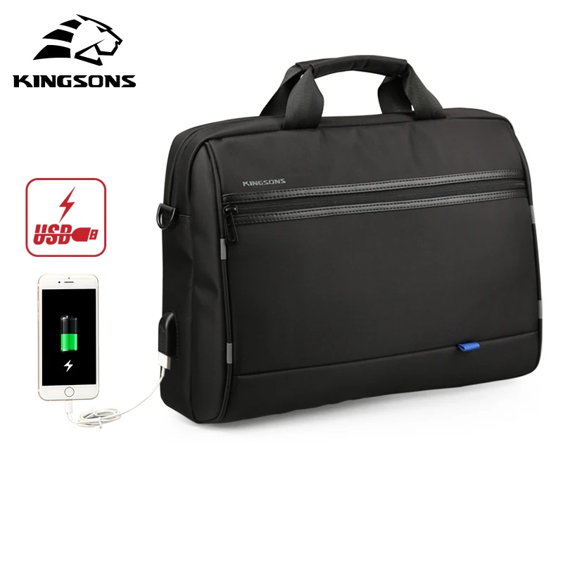 Дропшиппинг Kingsons брендовая Смарт usb сумка для ноутбука компьютера Водонепроницаемая мужская деловая сумка-мессенджер