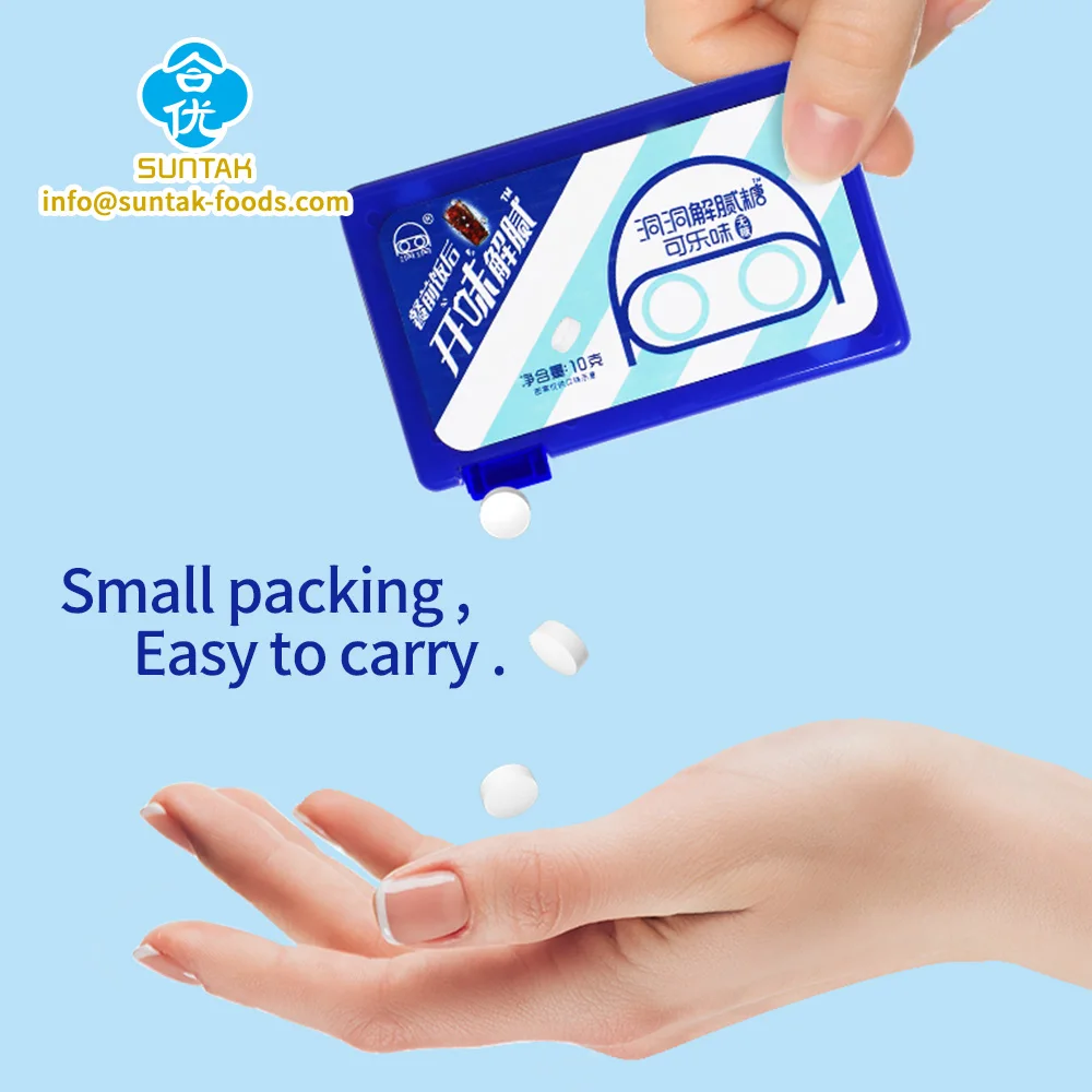 Promotional plastic card sugar free mints cola flavor mango flavor candy confectionery sweets factory