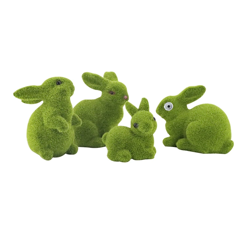 Handmade Resin Easter Faceless Doll Easter Plush Dwarf Moss Rocks Flocking Rabbit Handiwork Plush Dwarf Home Desk Ornaments