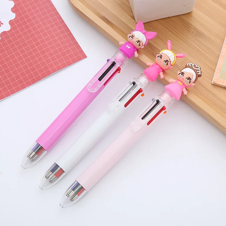 Custom Logo Promotional 0.5mm 6 In 1 Multicolor Ink Ball Point Pen Multi Function 6 In 1 Color Pen For School Office Supply