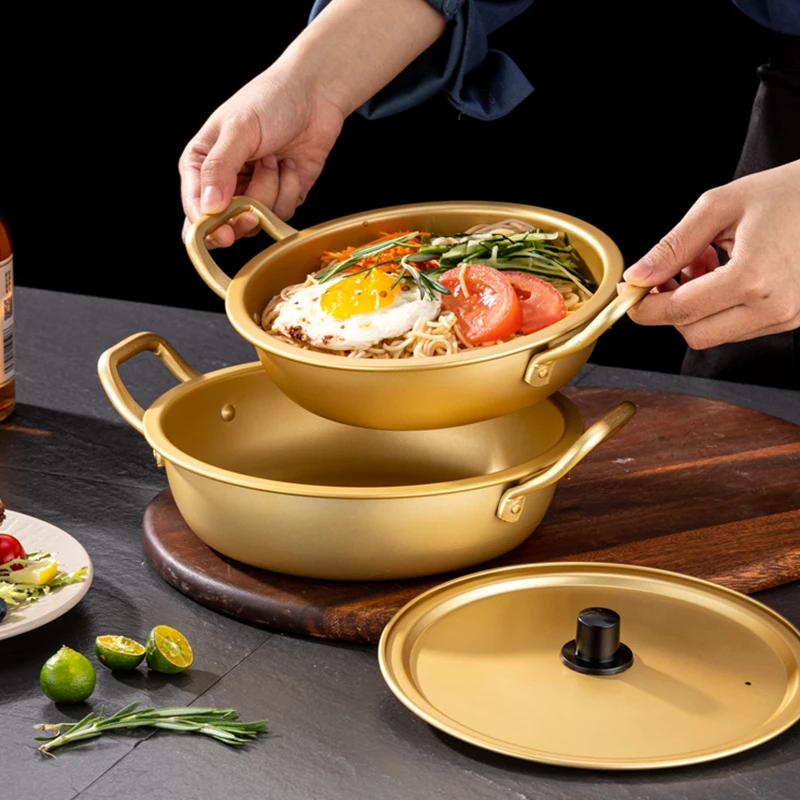 High quality Korean Gold aluminum cookware Casserole cooking soup & stock pots kitchen Tableware Ramen bowl