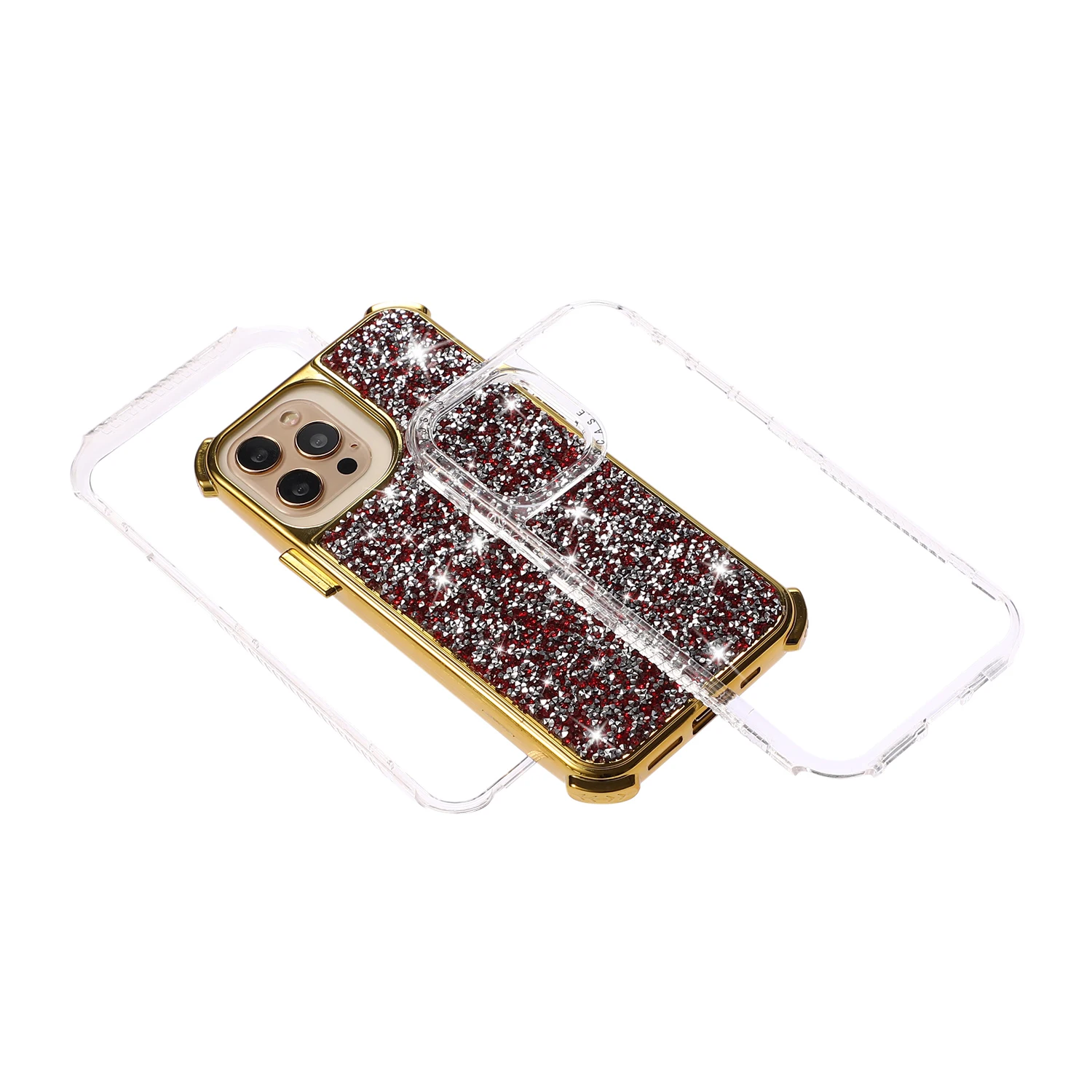 Blinking Glitter Rhinestone Phone Case For iPhone 14 13 11 12 Pro Max X XR XS Max 7 8 Plus 2 in 1 Shockproof Bumper Back Cover