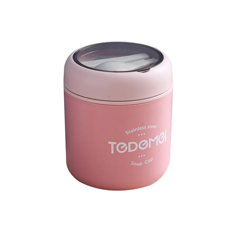 
Portable Mug Insulated Stainless Steel Breakfast Milk Oatmeal Soup Cup With Spoon Baby Food Containers Jar 