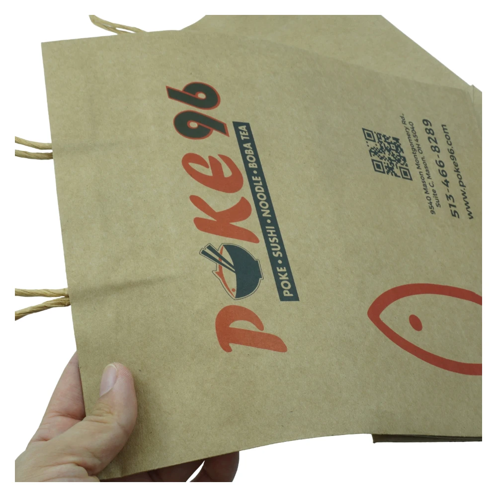 Recycled Shopping Carrier Bag Twisted Handle Your Own Logo Nuts Kernels Packaging Brown Bag Kraft Paper Bags