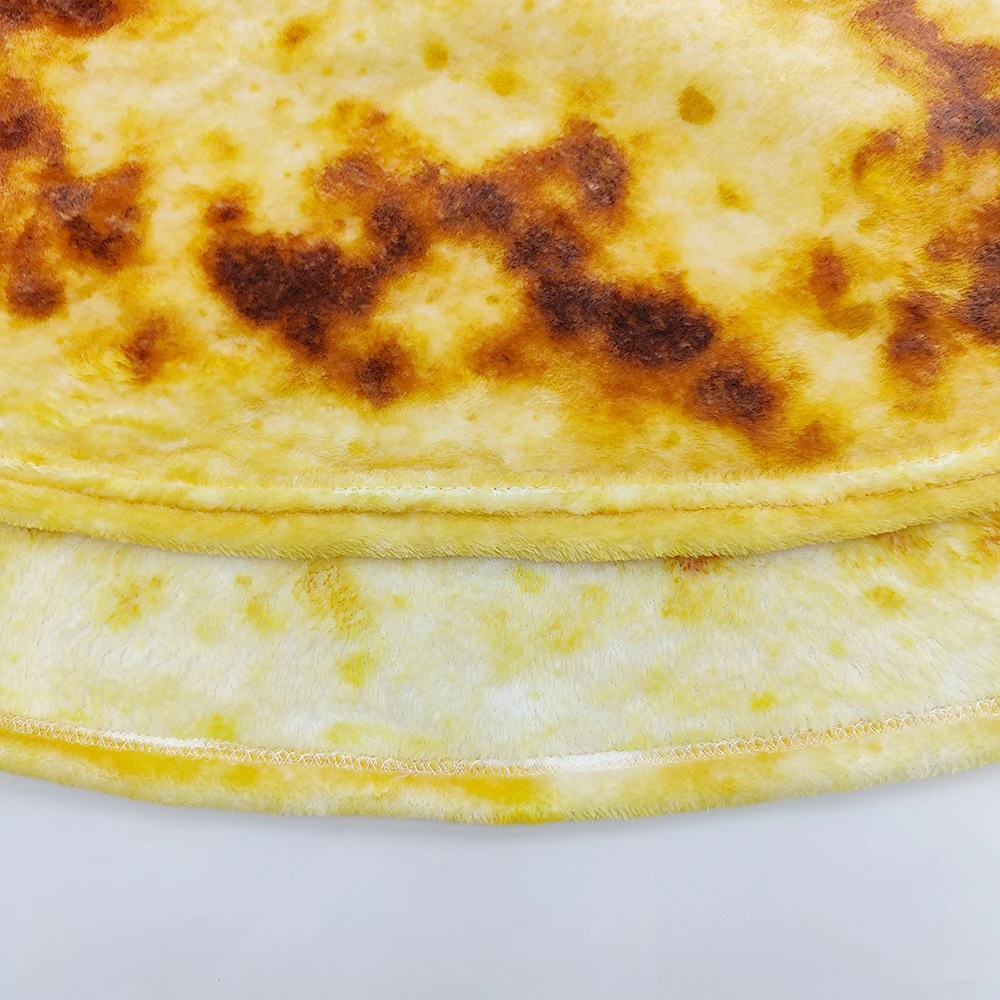 Soft and warm custom LOGO Printing Sublimation Double sides printing flannel fleece tortilla throw round buritto Pizza blanket