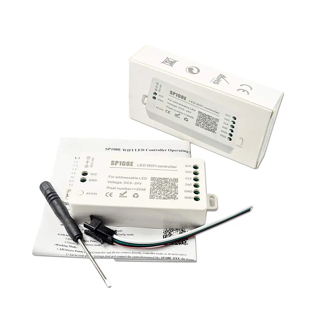 DC5-24v Цифровой пикселей RGB/RGBW SP108E контроллер Wi-Fi для WS2811 SK6812 WS2813 SK9822 APA102C Светодиодная лента LED