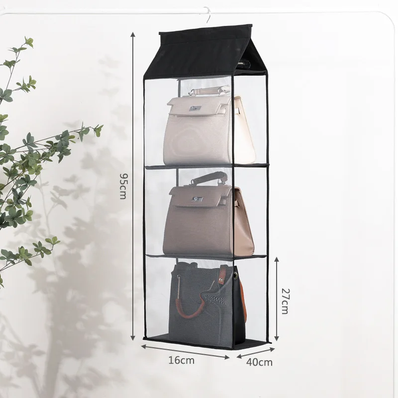 Dust-proof Wardrobe Closet Storage Holder Bag 2/3/4 Pockets Wall Hanging Handbag Organizer home storage & organization