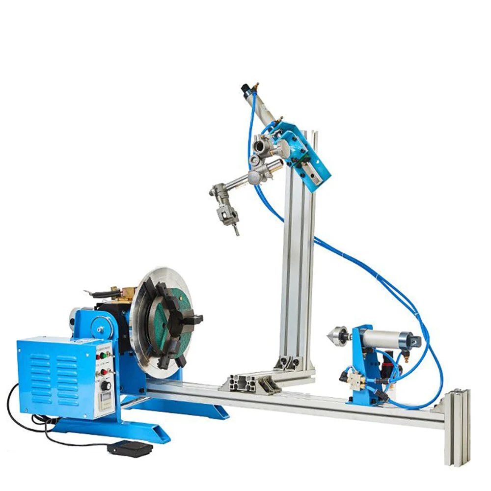 HD-50 50kg Welding Positioner Turntable With WP200 Chuck Air Power Cylinder Stroke Torch Holder And 2meters Aluminium Slide Rail