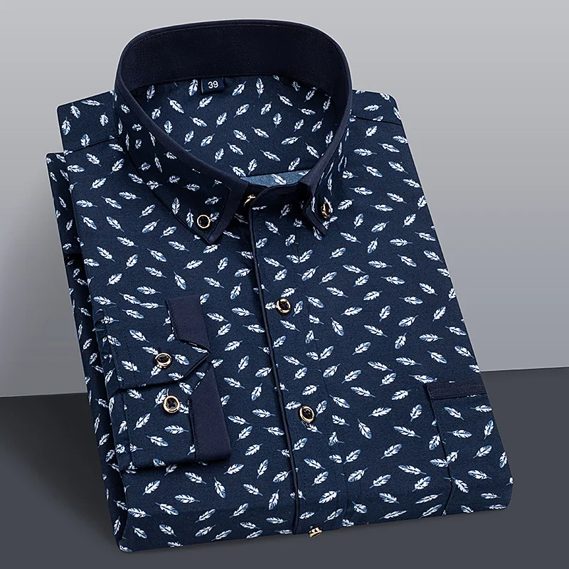 Fancy Fashion Designer Double spread collar Printed dress shirts for men