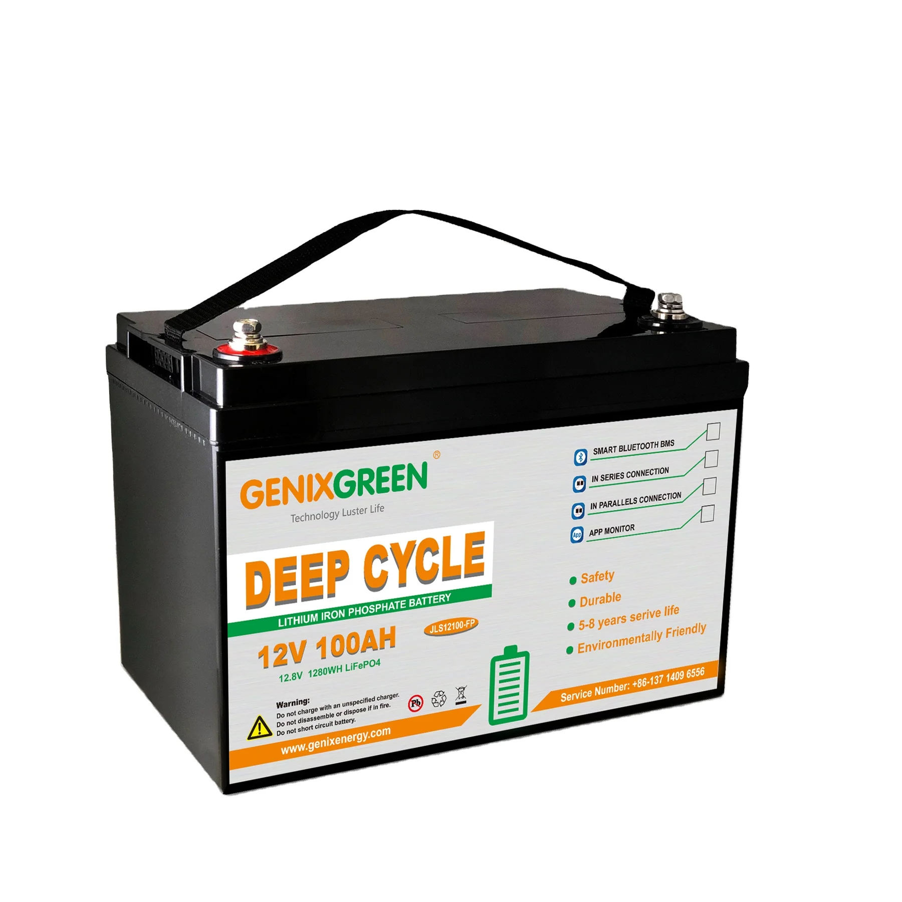 Литиевая батарея 100 Ач 12 В/1 28 кВтч LiFePo4 с внутренней системой управления батареей