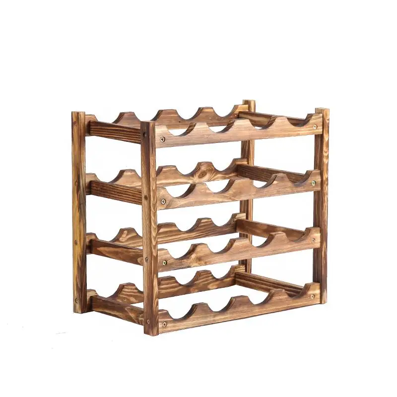 
Wooden red wine rack household wine bottle small storage rack 