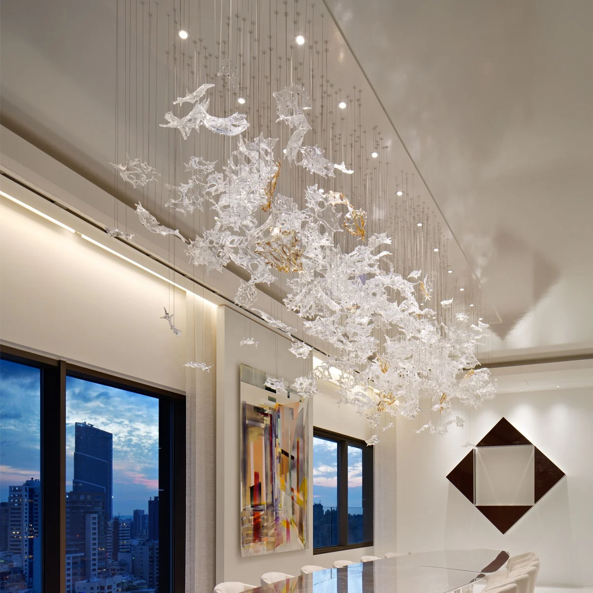 Modern design customized decoration project big hotel lobby glass chandelier