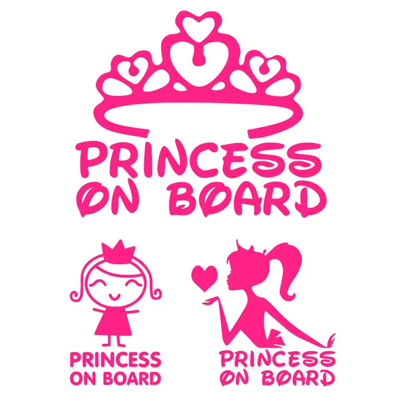Car exterior decor vinyl decal lady sticker pink princess on board sticker