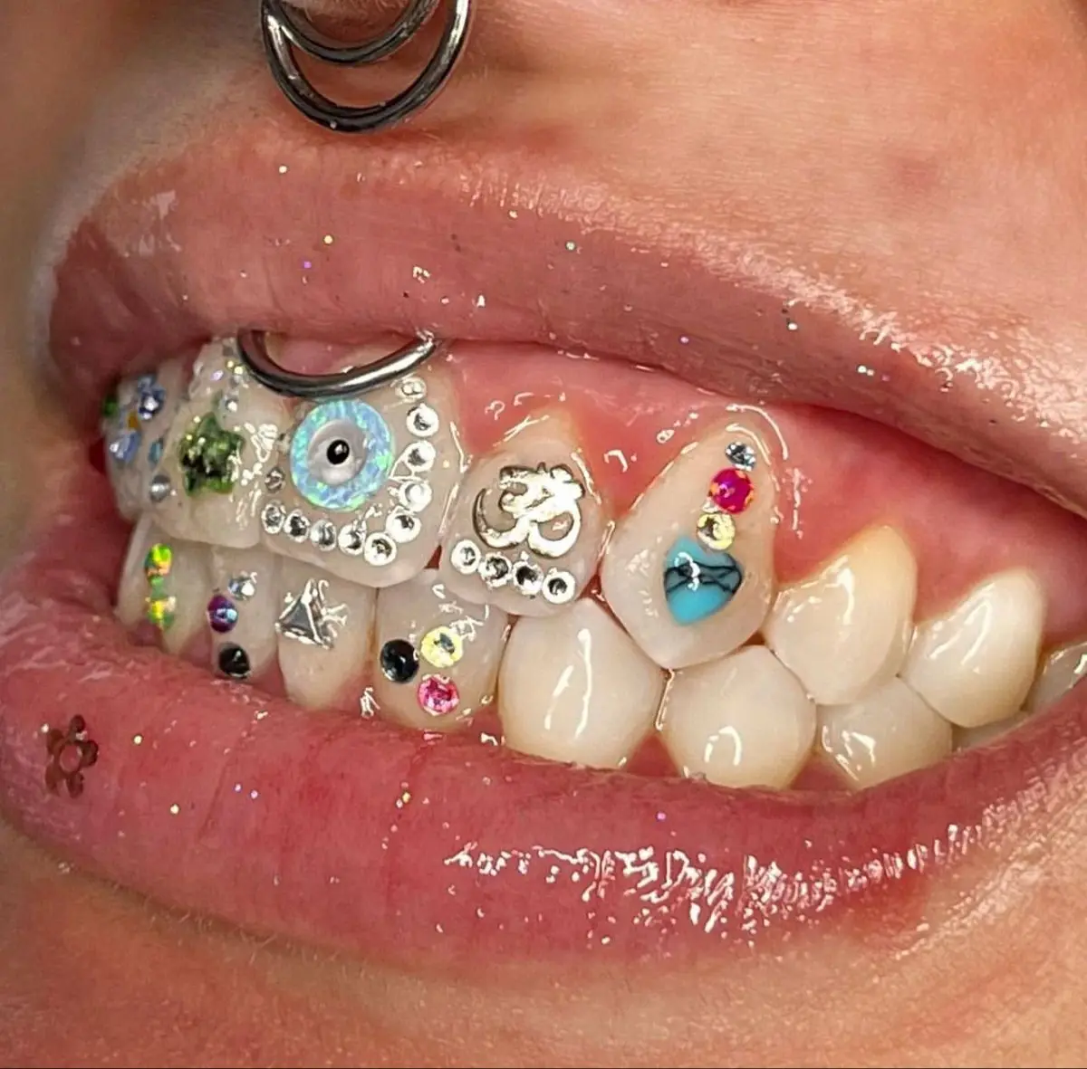 Wholesale Dental Butterfly Teeth Gems Horse Eye Round Shape Blue Green Opal Tooth Gems