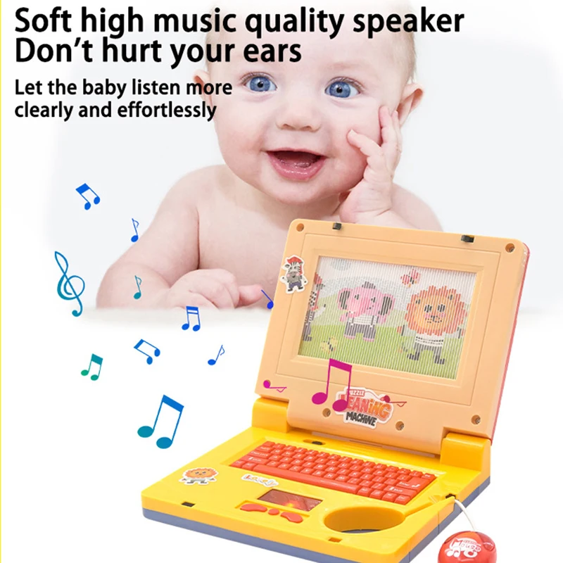 Mini Simulation Notebook Light Music Cartoon Computer Childhood Education Machine Toy Laptops Learning Machine With Keyboard