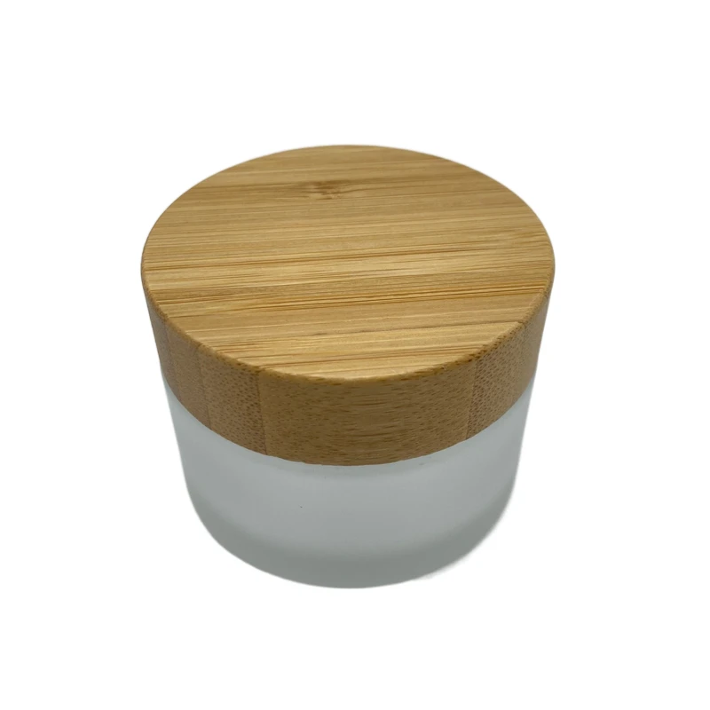 Luxury 50g natural bamboo cosmetic cream  jar/multi-size 15g 30g skincare glass  jar with wooden  cap