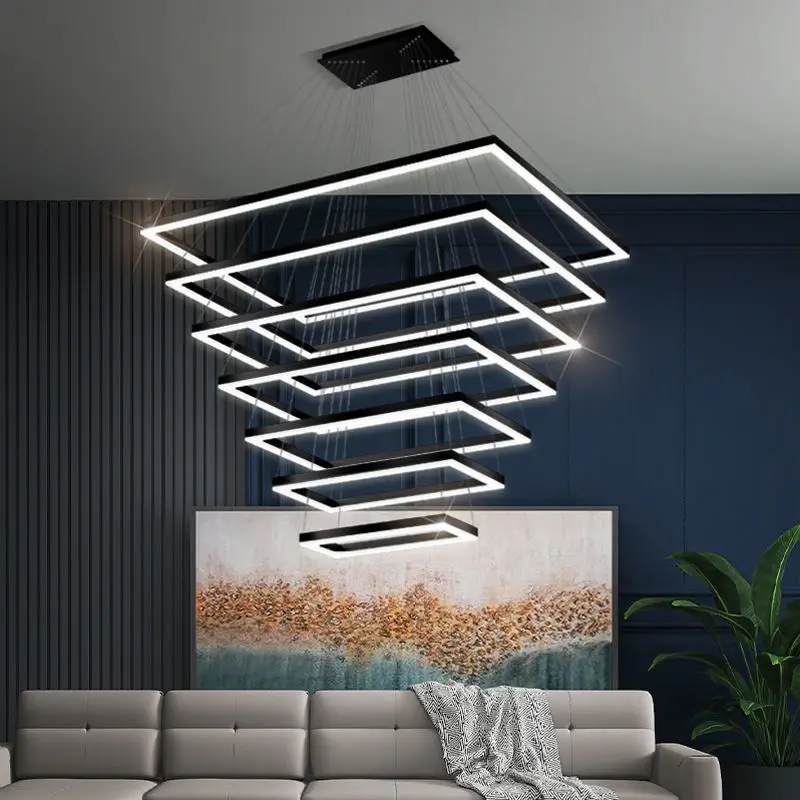 new modern crystal chrome rectangular led pendant lamp