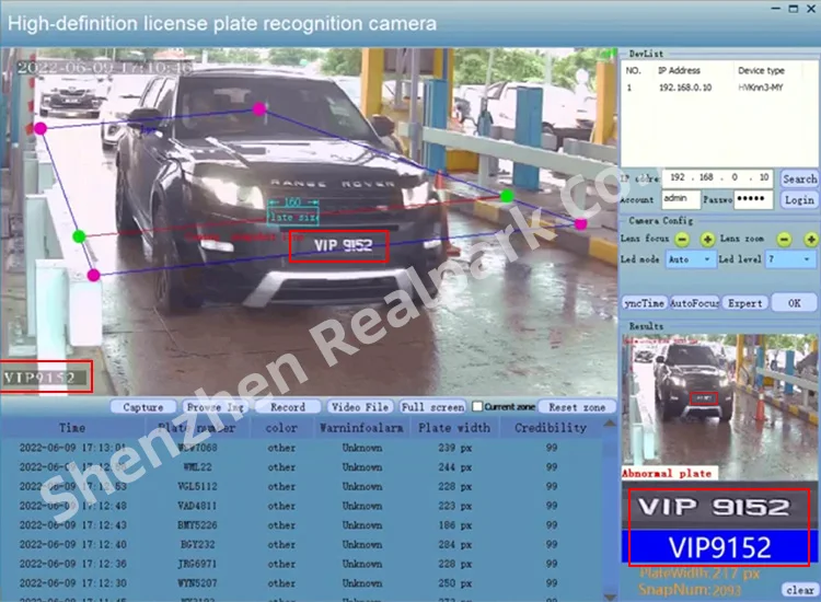Thailand Auto Anpr Lpr Parking Lot Camera For Car License Plate Number Recognition Camera System
