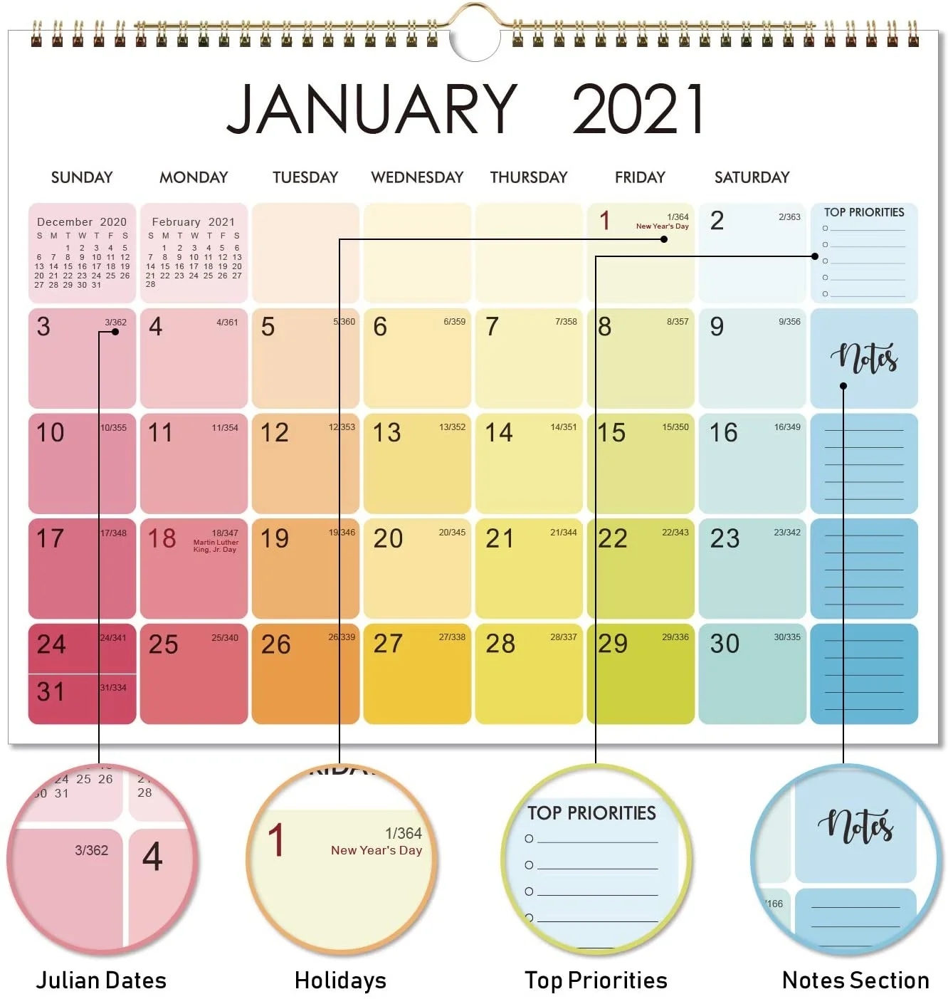 Creative 2022 Calendar with Wall Hanging Loop To Do List Year Planner Monthly Wall Calendar Daily Schedule Home Office
