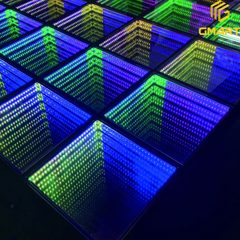 Gmart Mirror High Quality Hot Sale Durable Multicolor Club Illuminated Led 3D Up Tiles Top Wedding Light Dance Floors